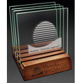 Premium Jade Glass Rectangular Coaster Set w/ Wood Base